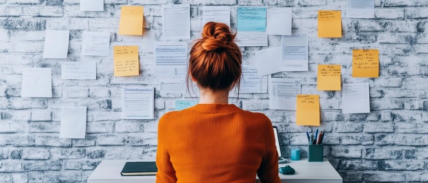 A person working in an organized study space, collecting and documenting information to build a comprehensive knowledge base