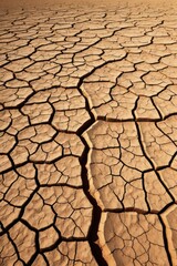 arafed desert with a crack in the ground and a single tree