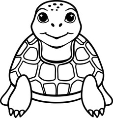 Adorable  Turtle Outline Vector Illustration for Coloring Books
