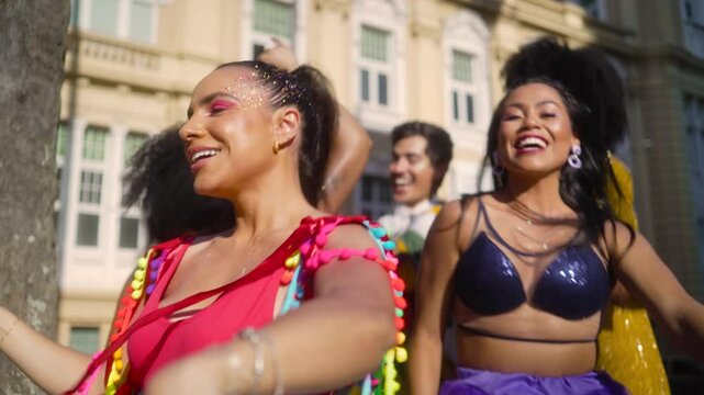 Carnival Bliss: Radiant Smiles and Spirited Dances at Brazilian Street Fest