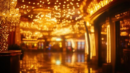 Obraz premium Golden bokeh lights creating warm atmosphere in luxurious interior setting