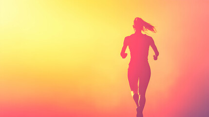 Morning jogger silhouetted against a vibrant sunrise in an urban park setting