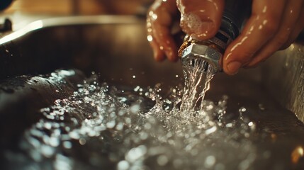 Plumber repairs burst pipe under sink using replacement parts in a residential setting