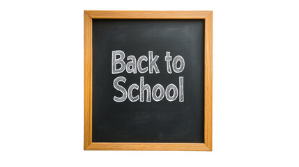 Obraz premium A wooden framed chalkboard displays the words Back to School in hand drawn chalk lettering.