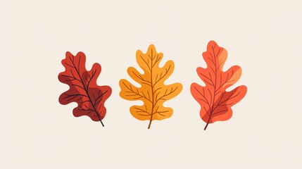 Vibrant Autumn Oak Leaves Color Icon Symbolizing Fall Season - Cartoon Style