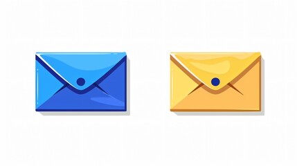 Vibrant Blue and Yellow Envelopes Cartoon Artwork for Mail Communication