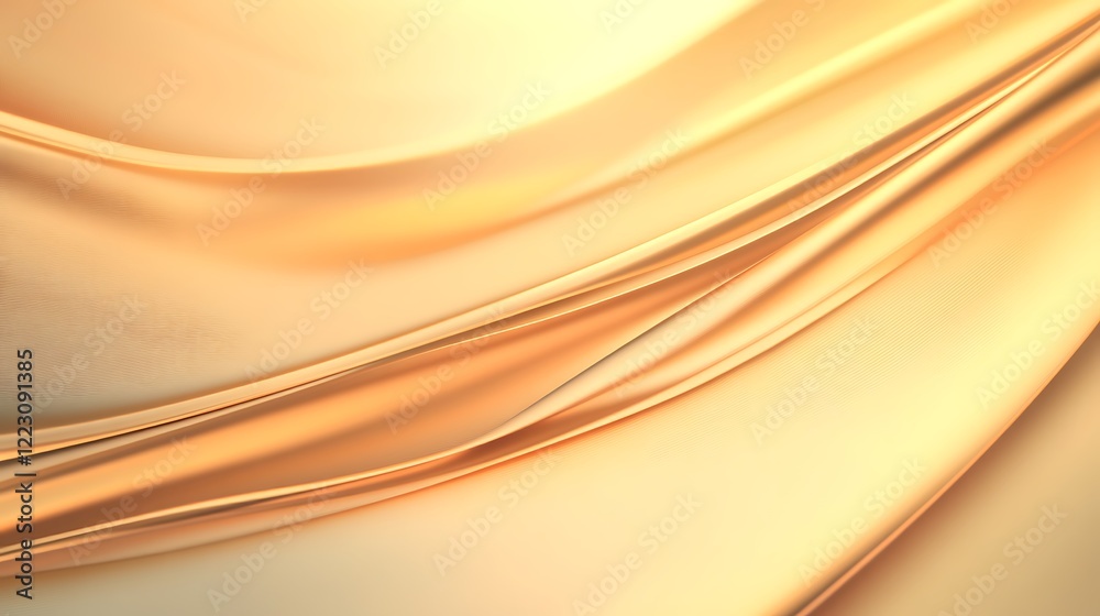 Poster Abstract image of flowing golden fabric with subtle texture and warm lighting. The fabric drapes and folds, creating soft curves and highlights