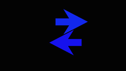 Opposite direction blue arrow on a black background .left and right direction arrow icon
