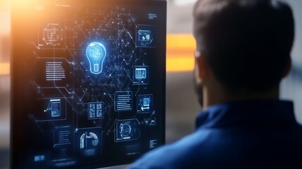 Obraz premium Illustrating easy access to detailed research information through a futuristic digital interface with seamless data exploration tools