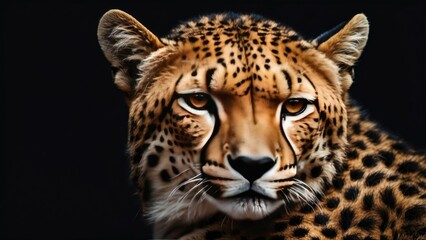 Fototapeta premium Close-up profile of a cheetah, showcasing its distinctive spotted fur,