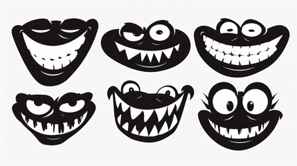 Playful and Funny Black Face Expression Stencil with a Cute Smile