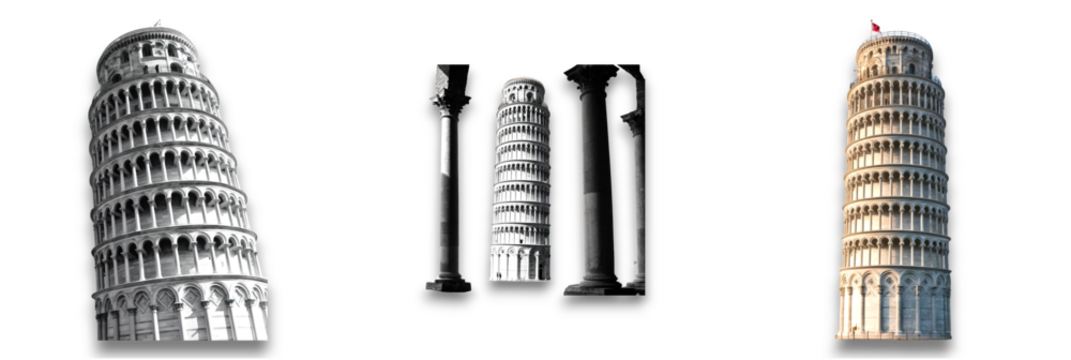 Leaning Tower of Pisa, an iconic structure isolated on transparent background
