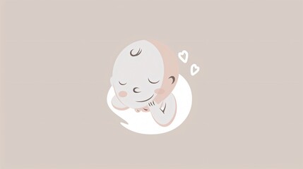 Joyful Fetus and Baby Cartoon Logo Vector Illustration