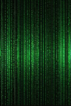 a green background with many rows of binary code