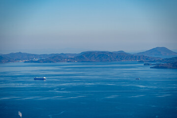 岡山県　玉野港付近の海の風景