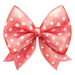 Pink polka dots Modern bow New color Clipart Watercolor 