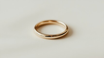 Simple gold wedding band on a white background.