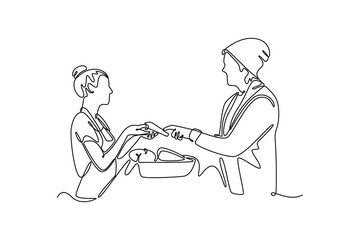 Payment activity concept. Single line draw design vector graphic illustration.	