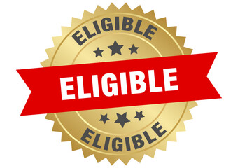 eligible. eligible round red and gold label isolated on transparent background