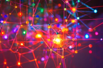 Fototapeta premium Colorful Abstract Light Connections Creating a Vibrant Network Design