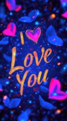 I love you text and abstract heart. Romantic love greeting card