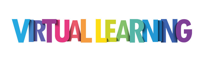 VIRTUAL LEARNING colorful vector typography banner