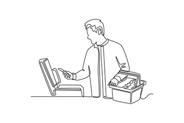 Payment activity concept. Single line draw design vector graphic illustration.	