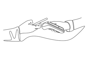 Payment activity concept. Single line draw design vector graphic illustration.	