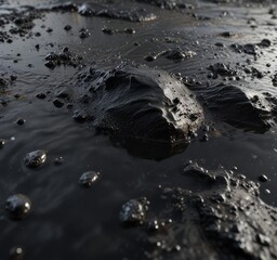 Obraz premium Black water texture with subtle sediment and mineral particles, texture, earthy, black