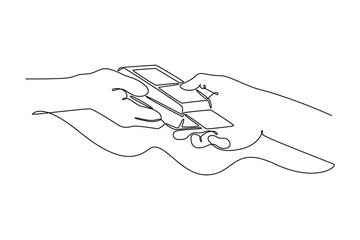 Payment activity concept. Single line draw design vector graphic illustration.	