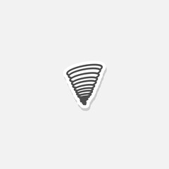 Tornado icon sticker isolated on gray background