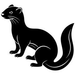 Cute Silhouette of a Weasel line art vector cartoon illustration