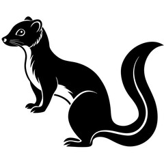 Cute Silhouette of a Weasel line art vector cartoon illustration