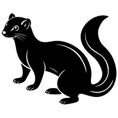 Cute Silhouette of a Weasel line art vector cartoon illustration
