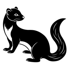 Cute Silhouette of a Weasel line art vector cartoon illustration