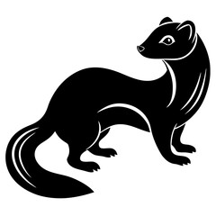 Cute Silhouette of a Weasel line art vector cartoon illustration