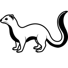 Cute Silhouette of a Weasel line art vector cartoon illustration