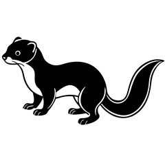 Cute Silhouette of a Weasel line art vector cartoon illustration