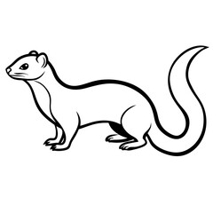 Fototapeta premium Cute Silhouette of a Weasel line art vector cartoon illustration