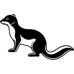 Cute Silhouette of a Weasel line art vector cartoon illustration