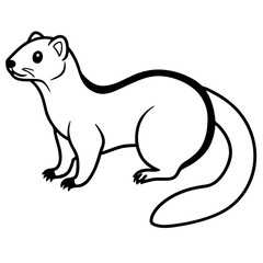 Cute Silhouette of a Weasel line art vector cartoon illustration