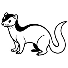 Cute Silhouette of a Weasel line art vector cartoon illustration