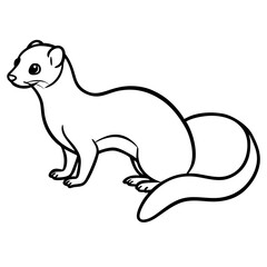 Cute Silhouette of a Weasel line art vector cartoon illustration