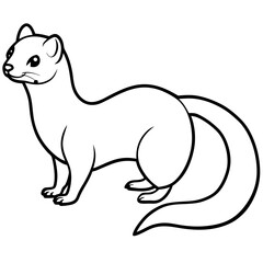 Fototapeta premium Cute Silhouette of a Weasel line art vector cartoon illustration