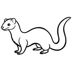 Cute Silhouette of a Weasel line art vector cartoon illustration