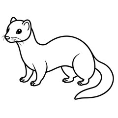 Cute Silhouette of a Weasel line art vector cartoon illustration