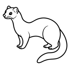 Cute Silhouette of a Weasel line art vector cartoon illustration