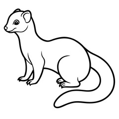 Cute Silhouette of a Weasel line art vector cartoon illustration
