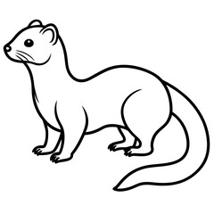 Fototapeta premium Cute Silhouette of a Weasel line art vector cartoon illustration