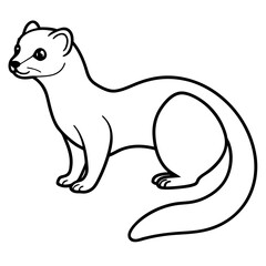 Cute Silhouette of a Weasel line art vector cartoon illustration